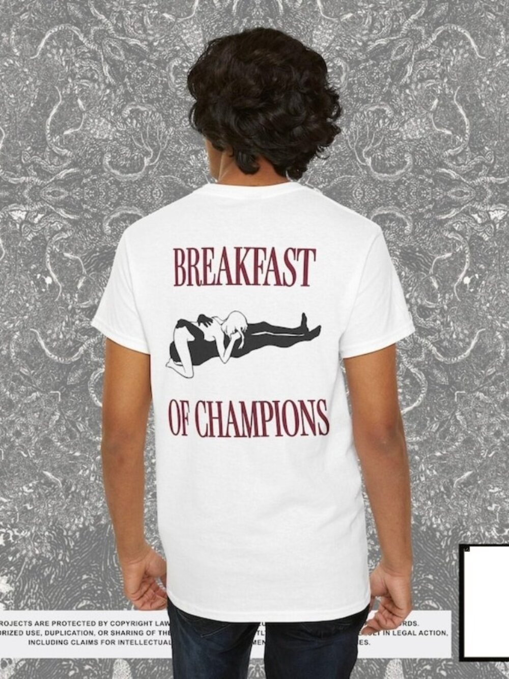 Funny Breakfast of Champions Back Print Shirt White